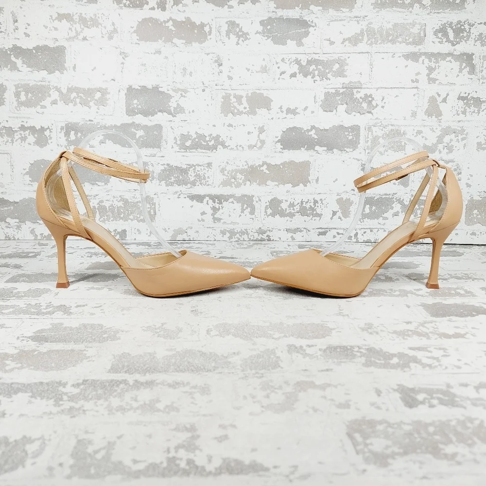 Vince Camuto Women's Tan Pointed-Toe Ankle Strap Heels